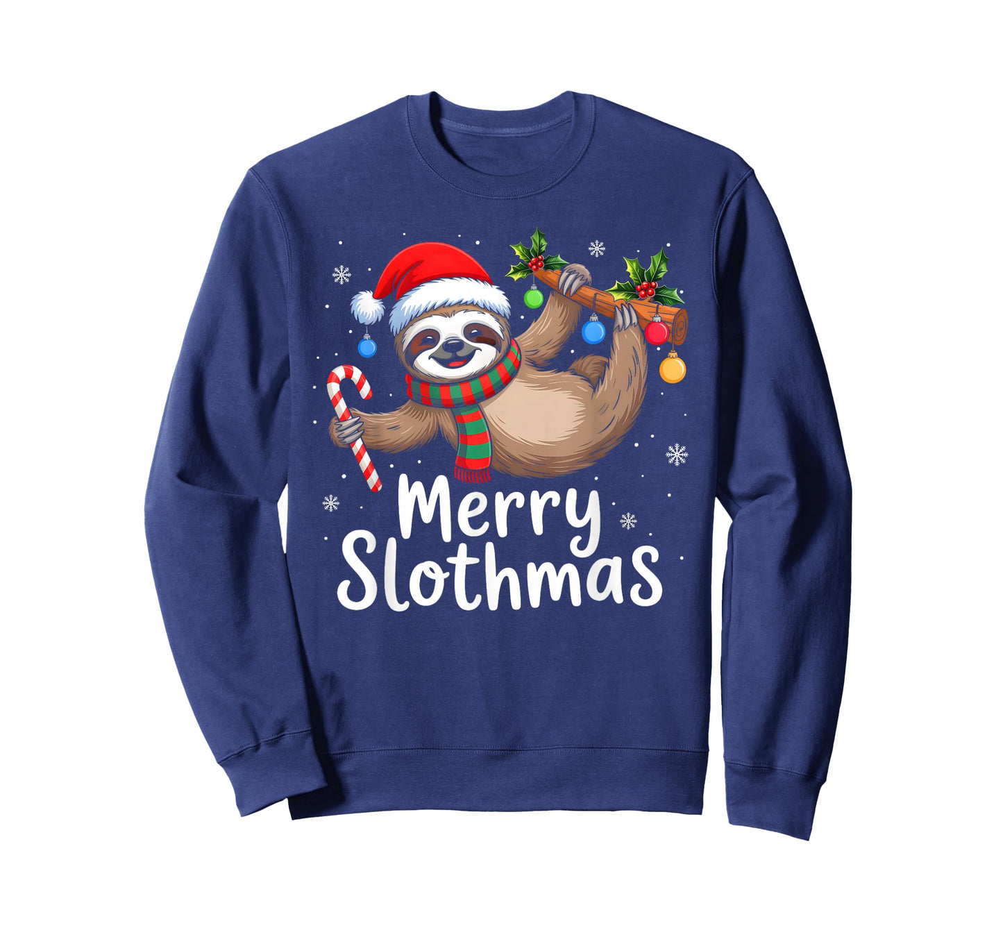 Merry Slothmas Christmas Sloth Santa Hat Xmas Pajamas T-Shirt