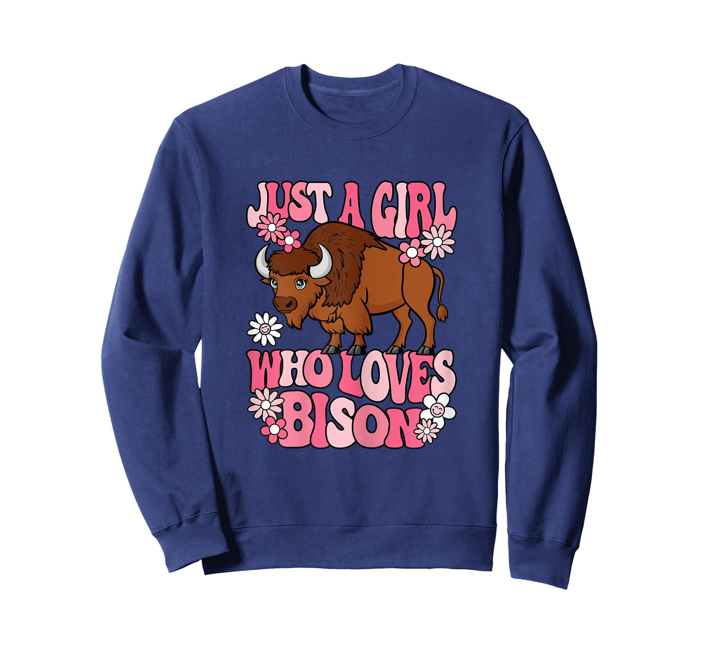 Just A Girl Who Loves Bison Groovy Kawaii Buffalo Girl T-Shirt