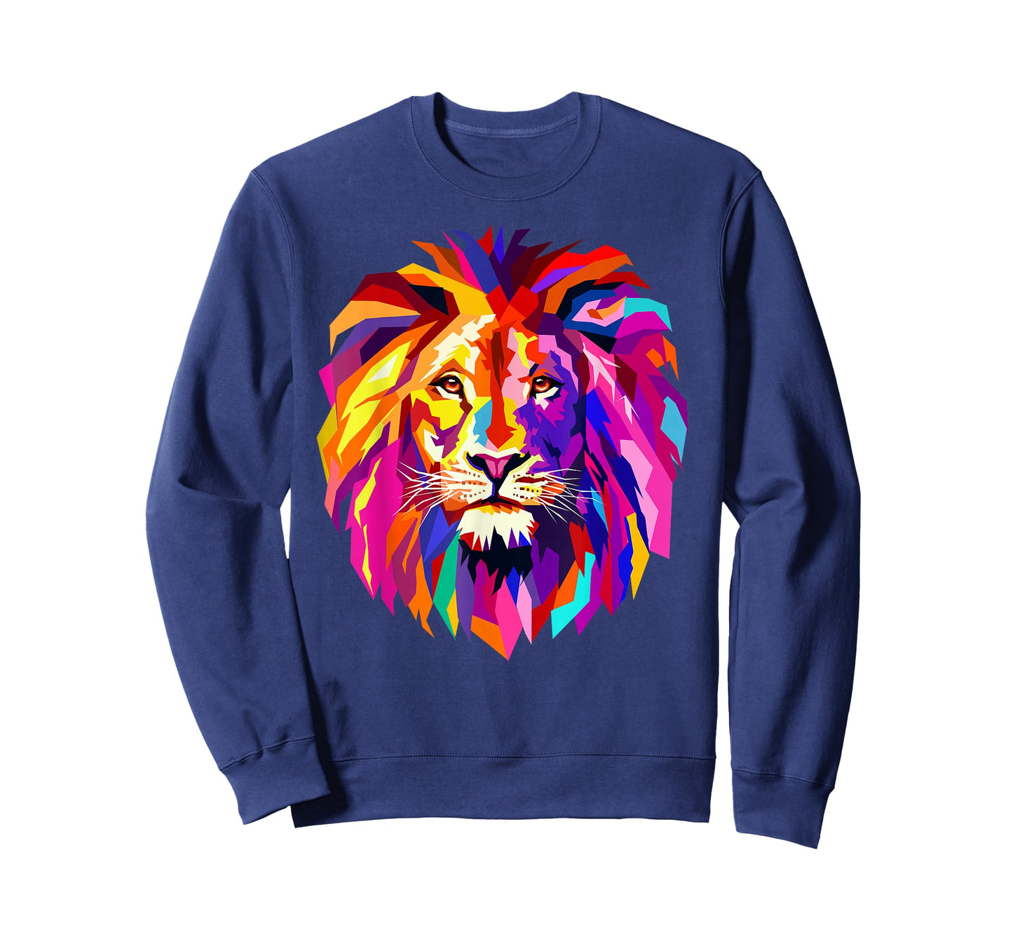 Cool Lion Head Design with Bright Colorful T-Shirt