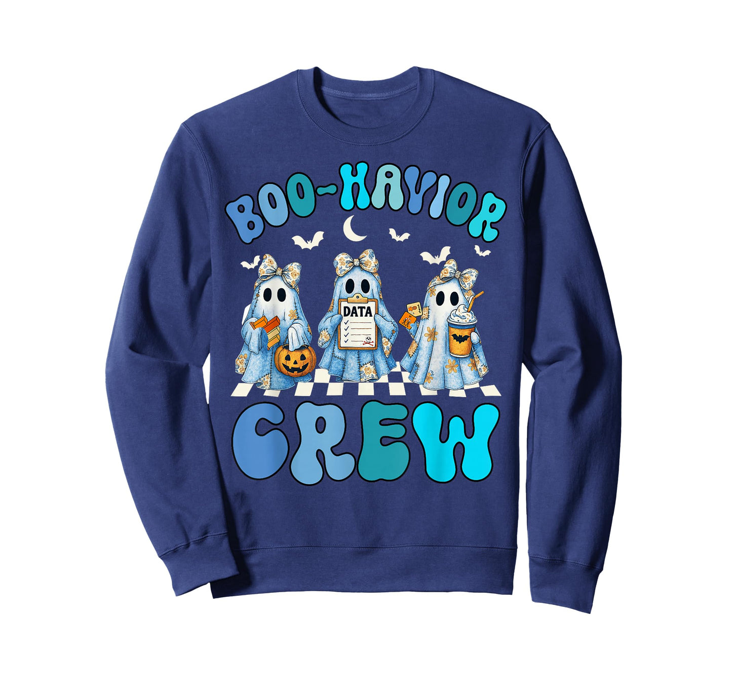 Groovy Boo Havior Crew Behavior Analyst Halloween Blue Denim T-Shirt