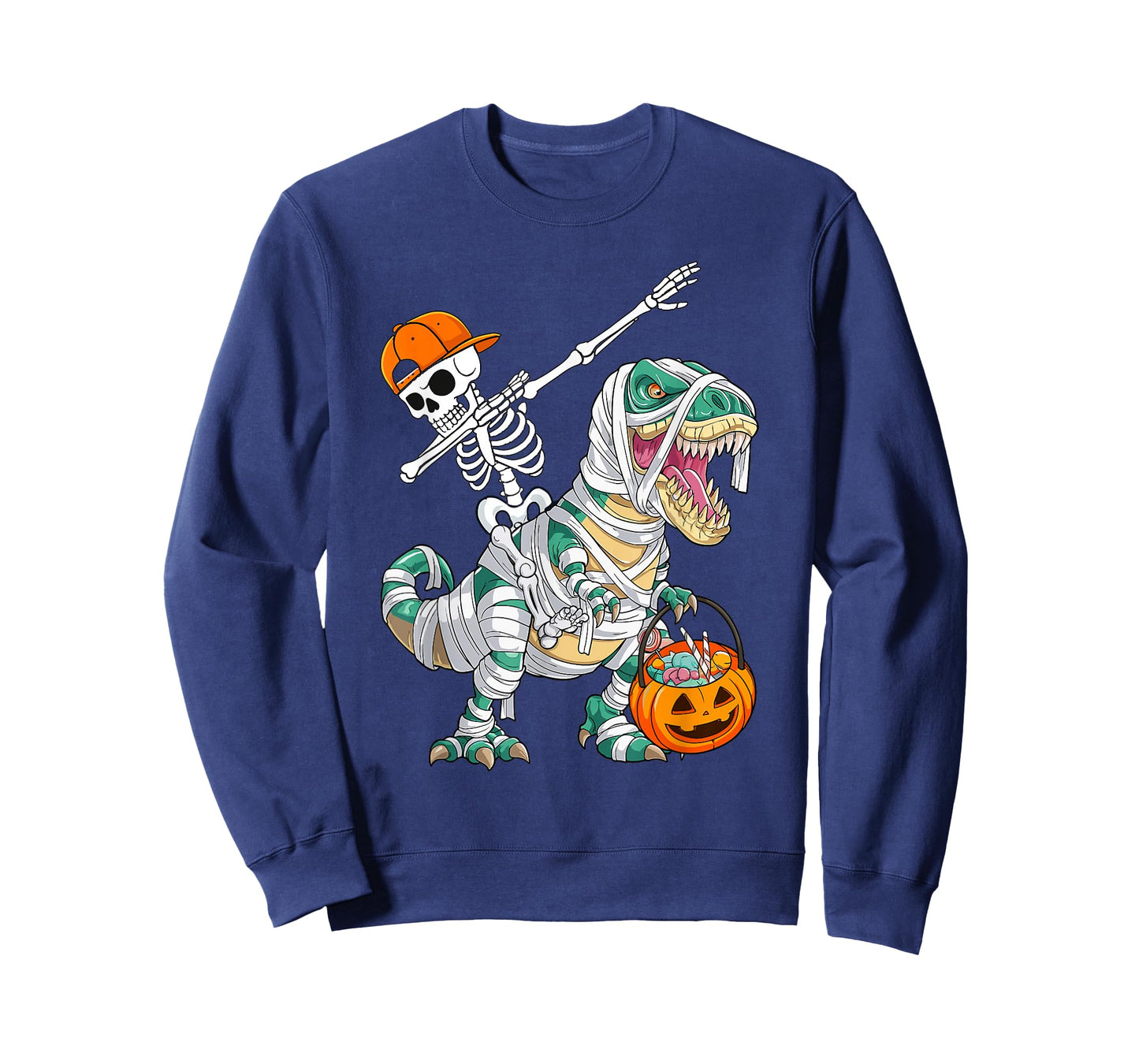 Skeleton Riding Dancing Dab Dinosaur T rex Halloween Funny T-Shirt