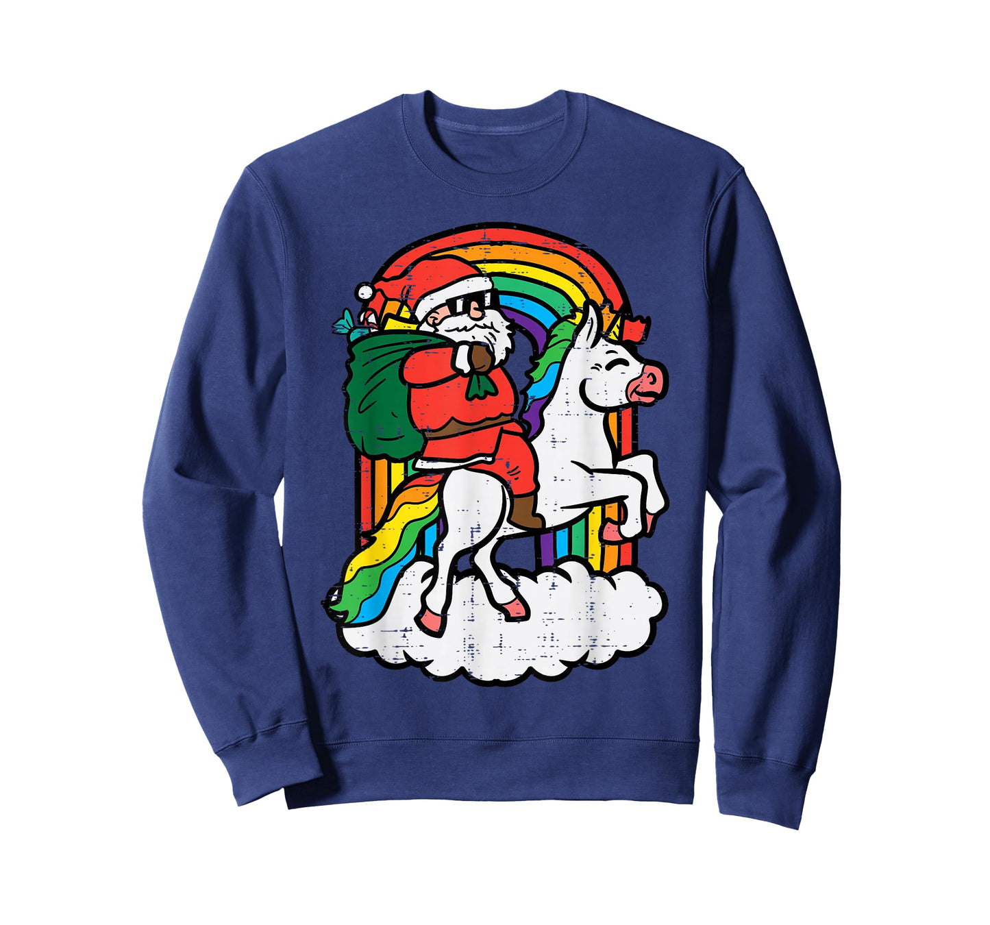 Santa On Unicorn Rainbow Christmas Xmas Toddler Girls Kids T-Shirt