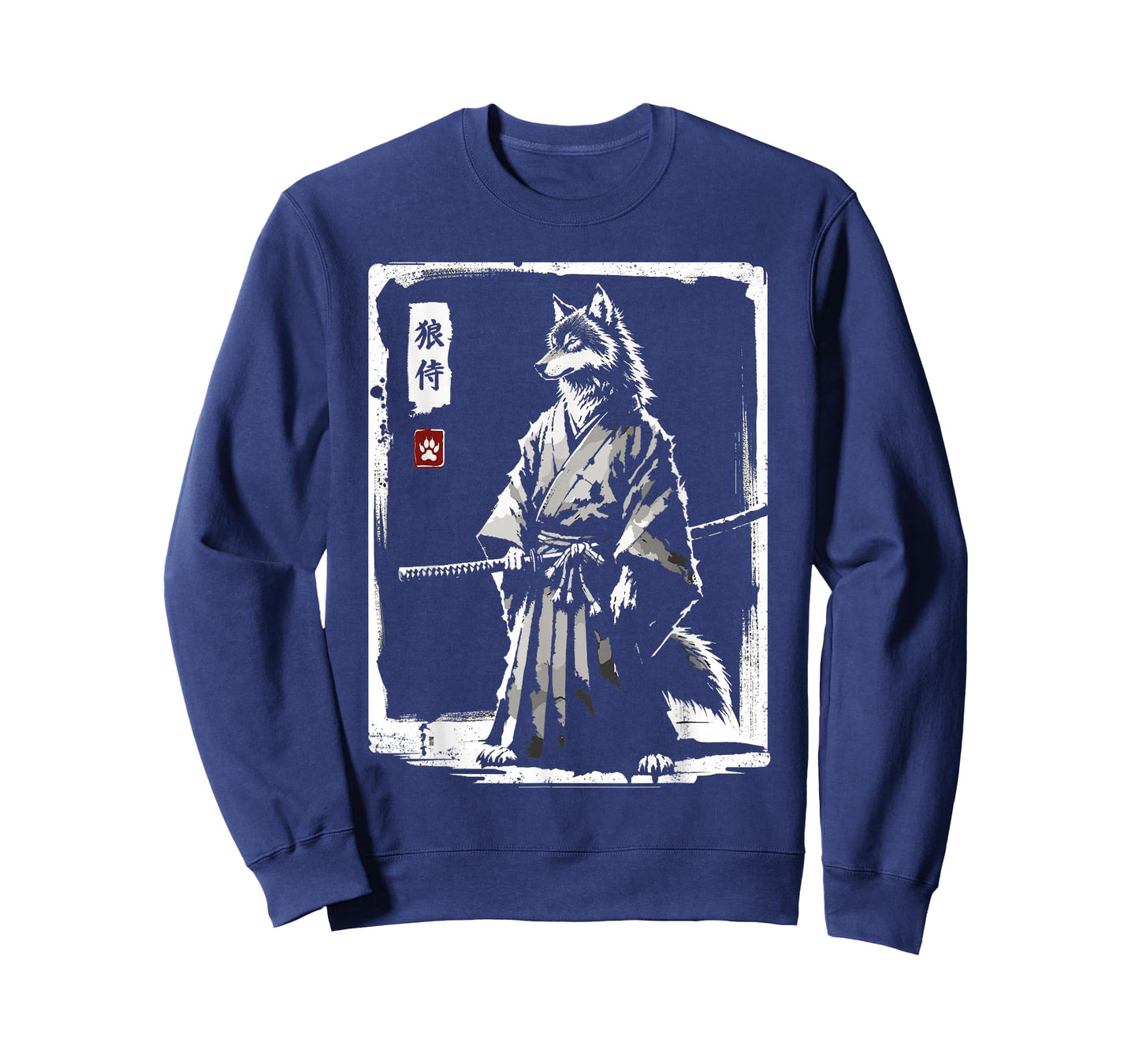 Retro Samurai Wolf Japanese Art Sumi-e Novelty Wolf T-Shirt