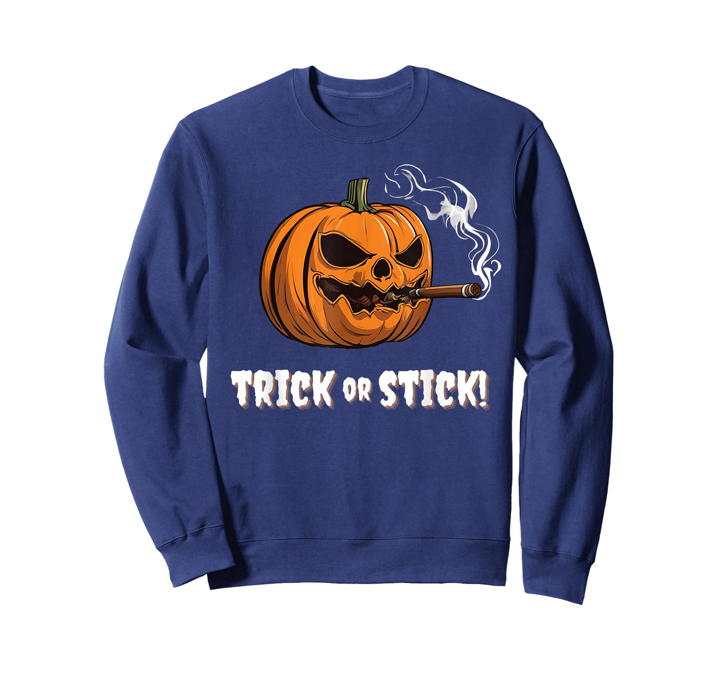 Cigar Smoking Pumpkin Halloween Trick Or Stick Lounge Gear T-Shirt