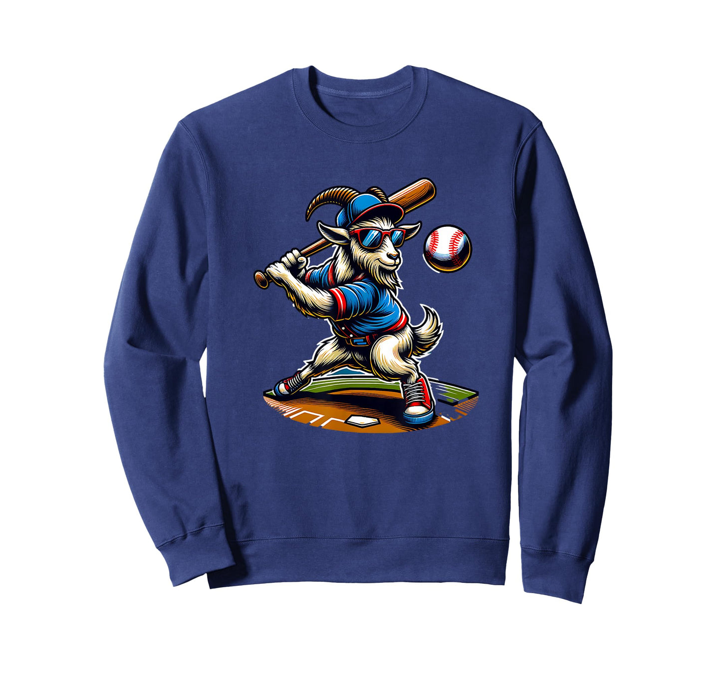 Goat Baseball Player With Bat And Ball Cool Animal Sports T-Shirt
