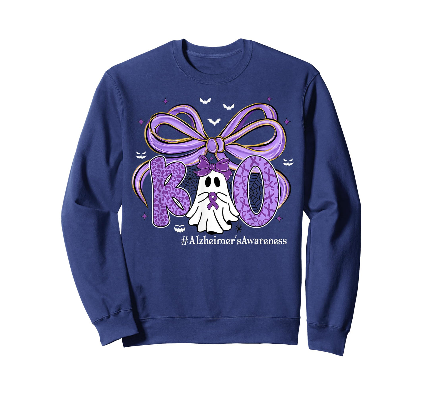 Purple Coquette Ghost Boo Alzheimer's Awareness Halloween T-Shirt