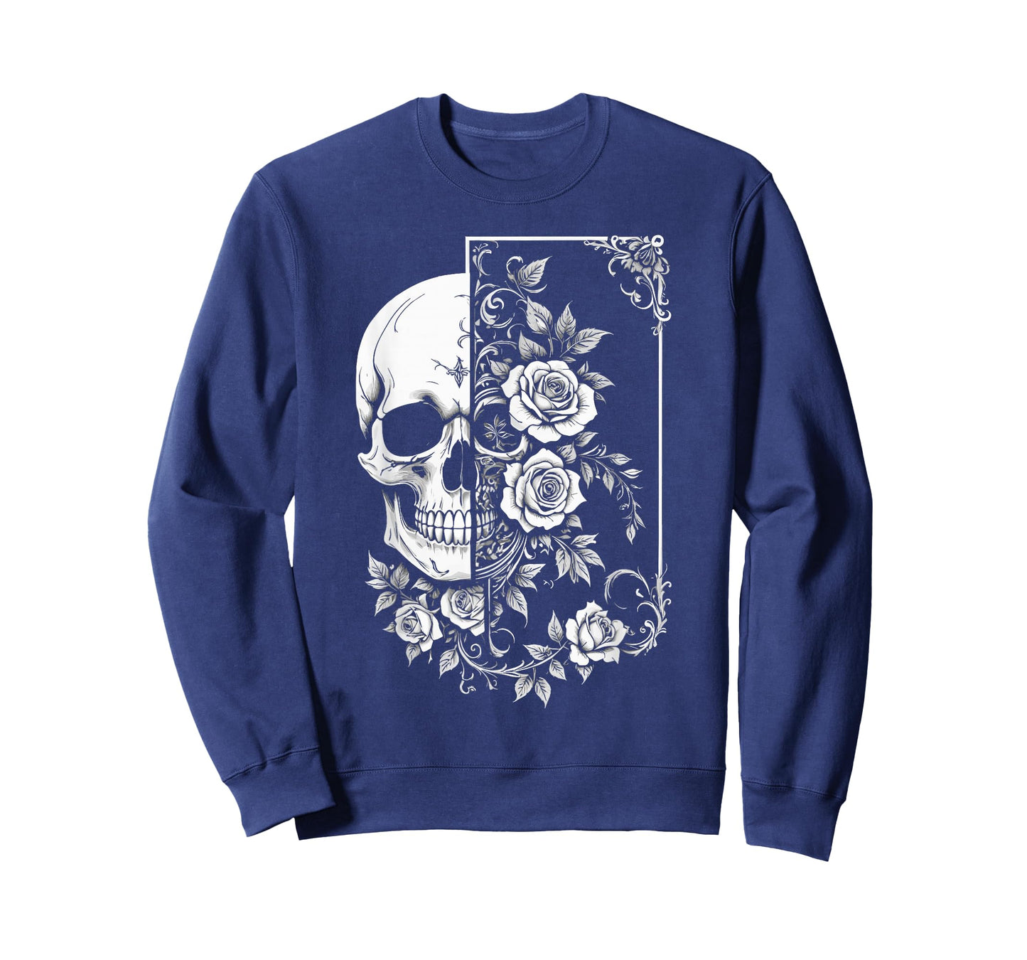 Skull With Flowers Graphic Nature Floral Art Nouveau T-Shirt
