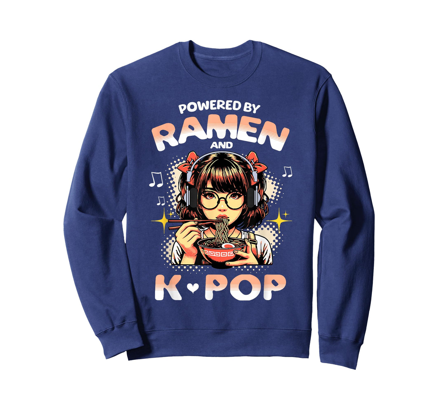 Powered by Ramen and K Pop Funny Anime Korean Music Manga T-Shirt