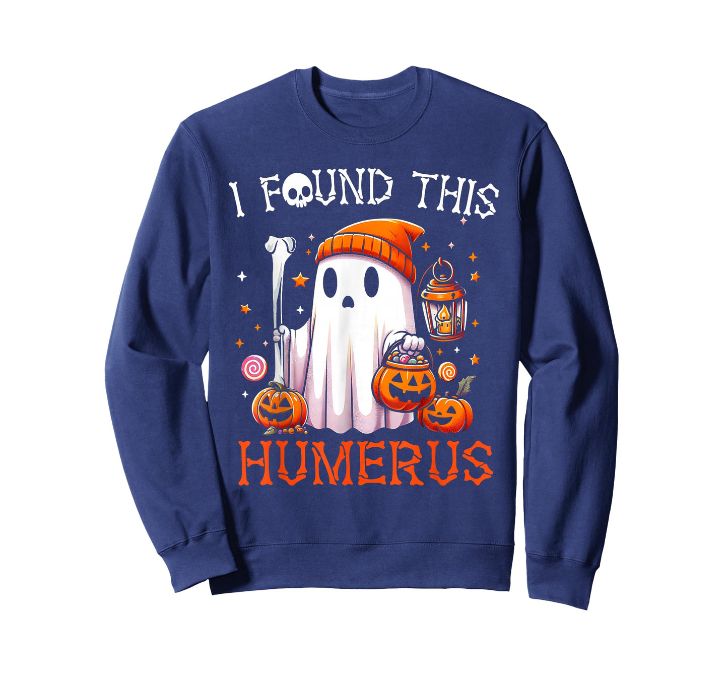 I Found This Humerus Funny Halloween Ghost Skeleton Womens T-Shirt