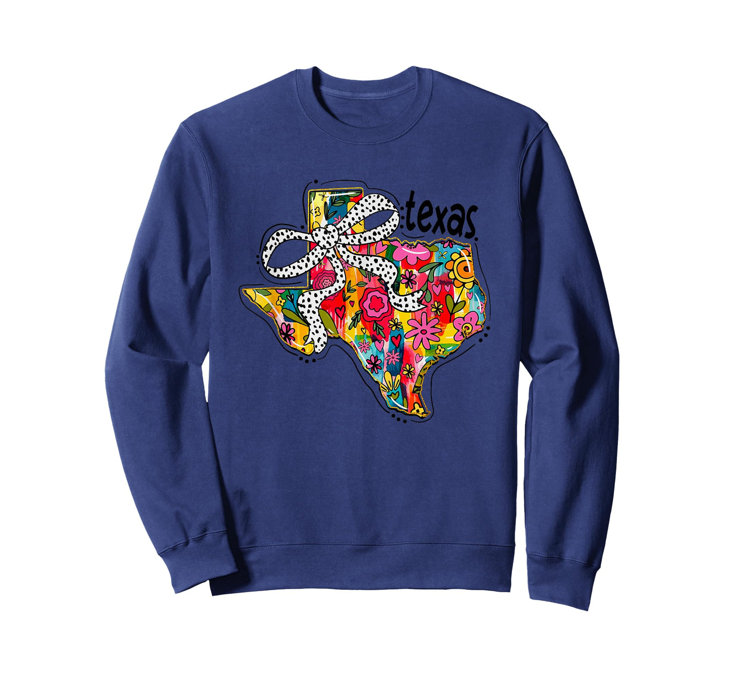 Texas Floral Bow Vibrant State Design T-Shirt
