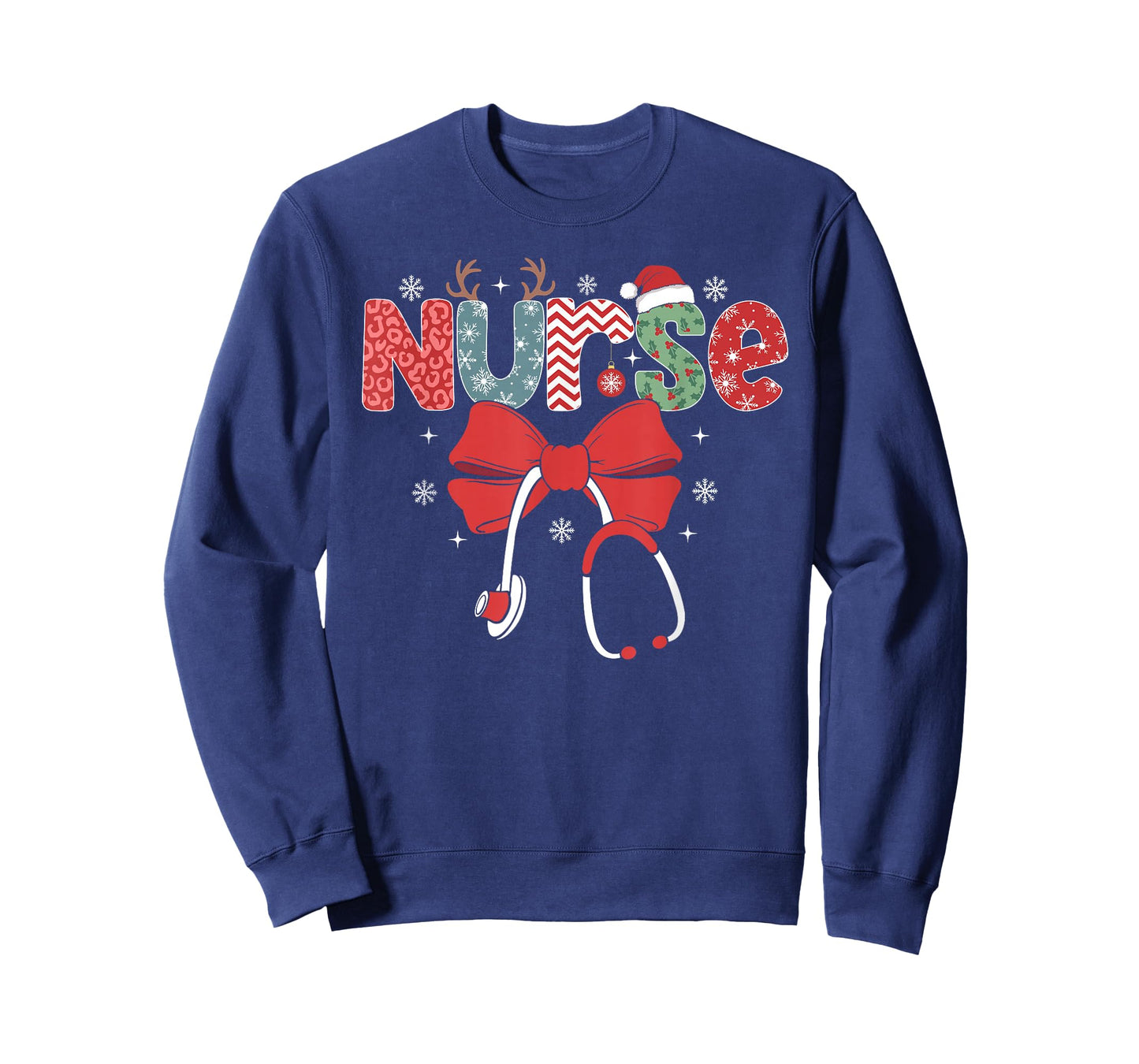 Nurse Christmas Stethoscope Xmas Scrub Top Nursing Women T-Shirt