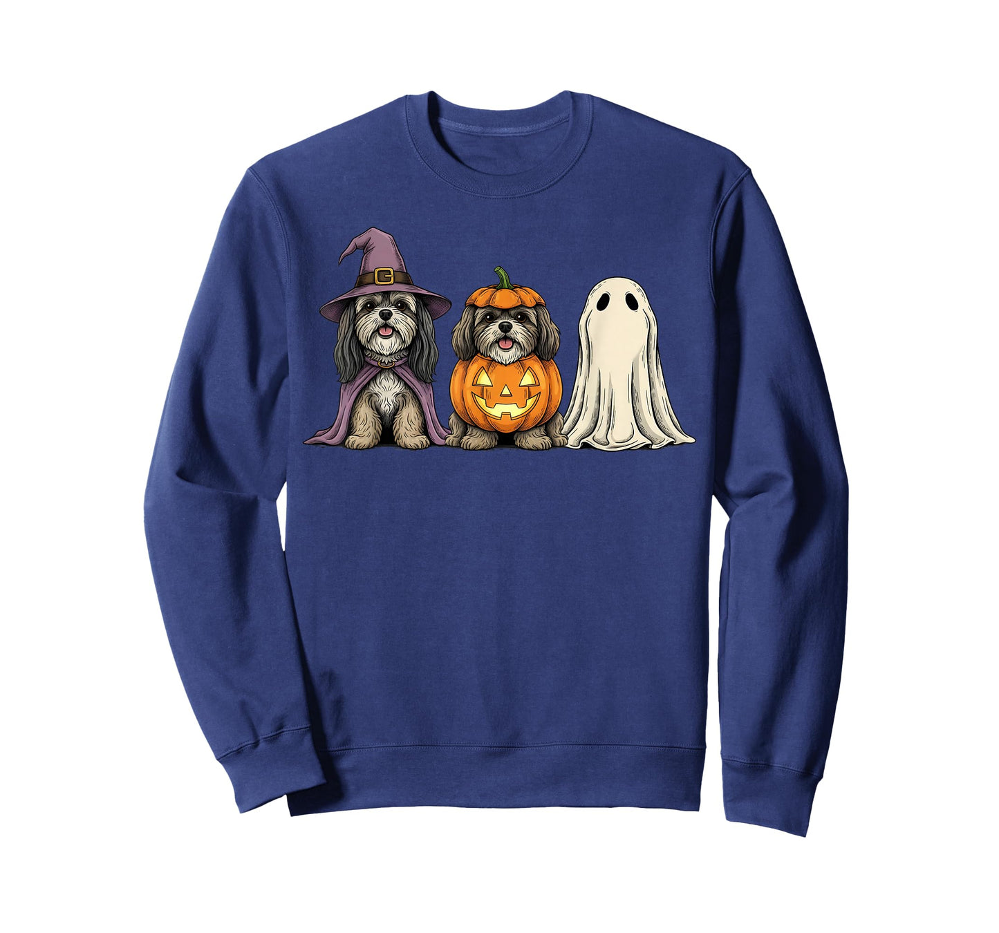 Spooky Ghost Lhasa Apso Pumpkin Halloween Dog Lover T-Shirt