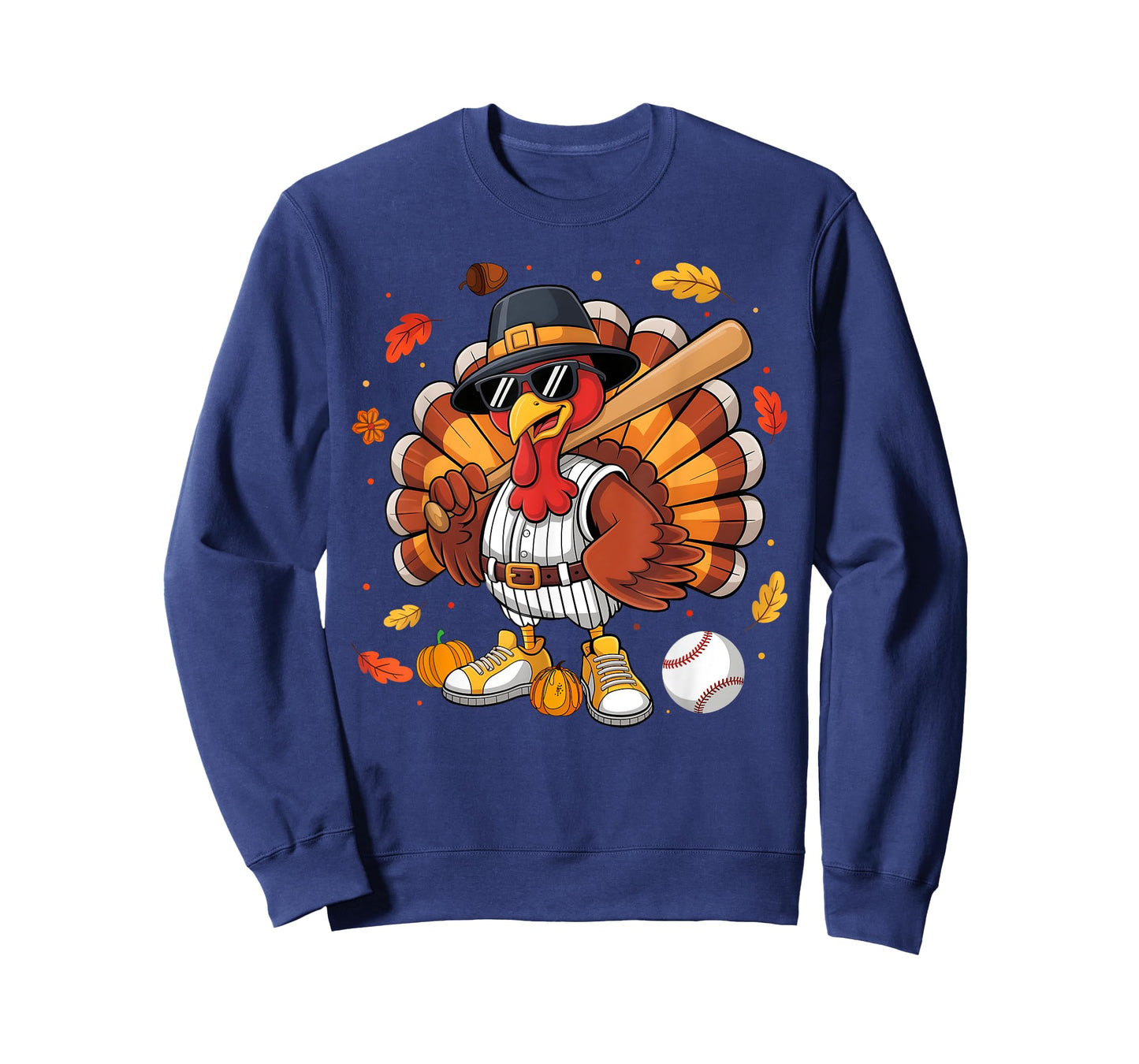 Funny Turkey Baseball Game Day Thanksgiving Graphic Men Kids T-Shirt