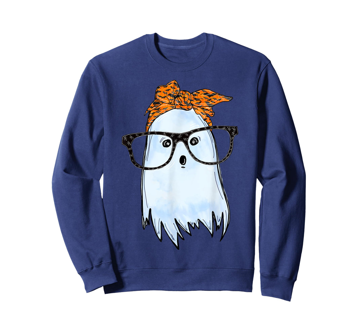 Cute Ghost With Glasses And Bats Bandana Halloween Costume T-Shirt