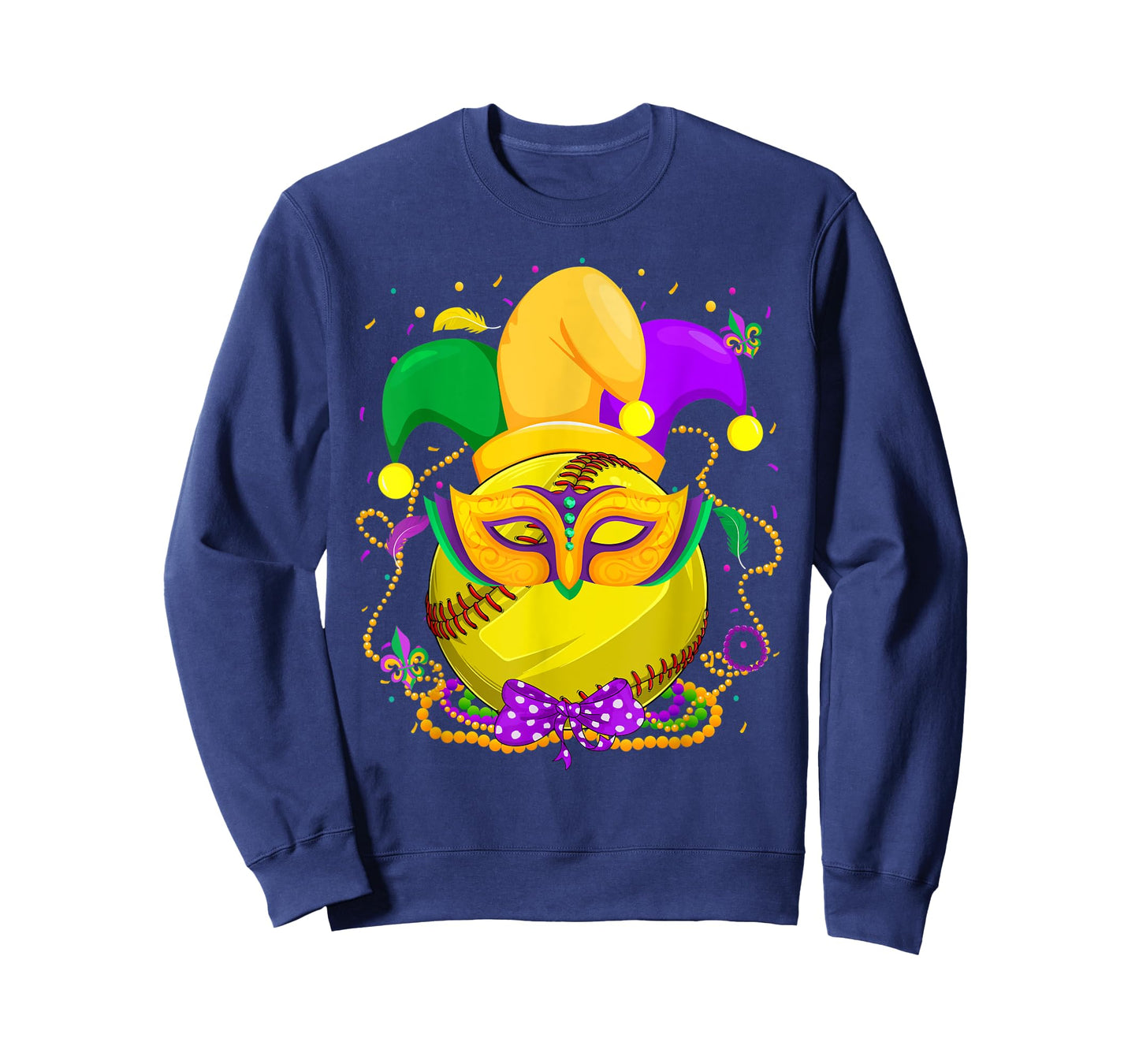 Softball Ball With Jester Hat Mardi Gras Fat Tuesday Parade T-Shirt
