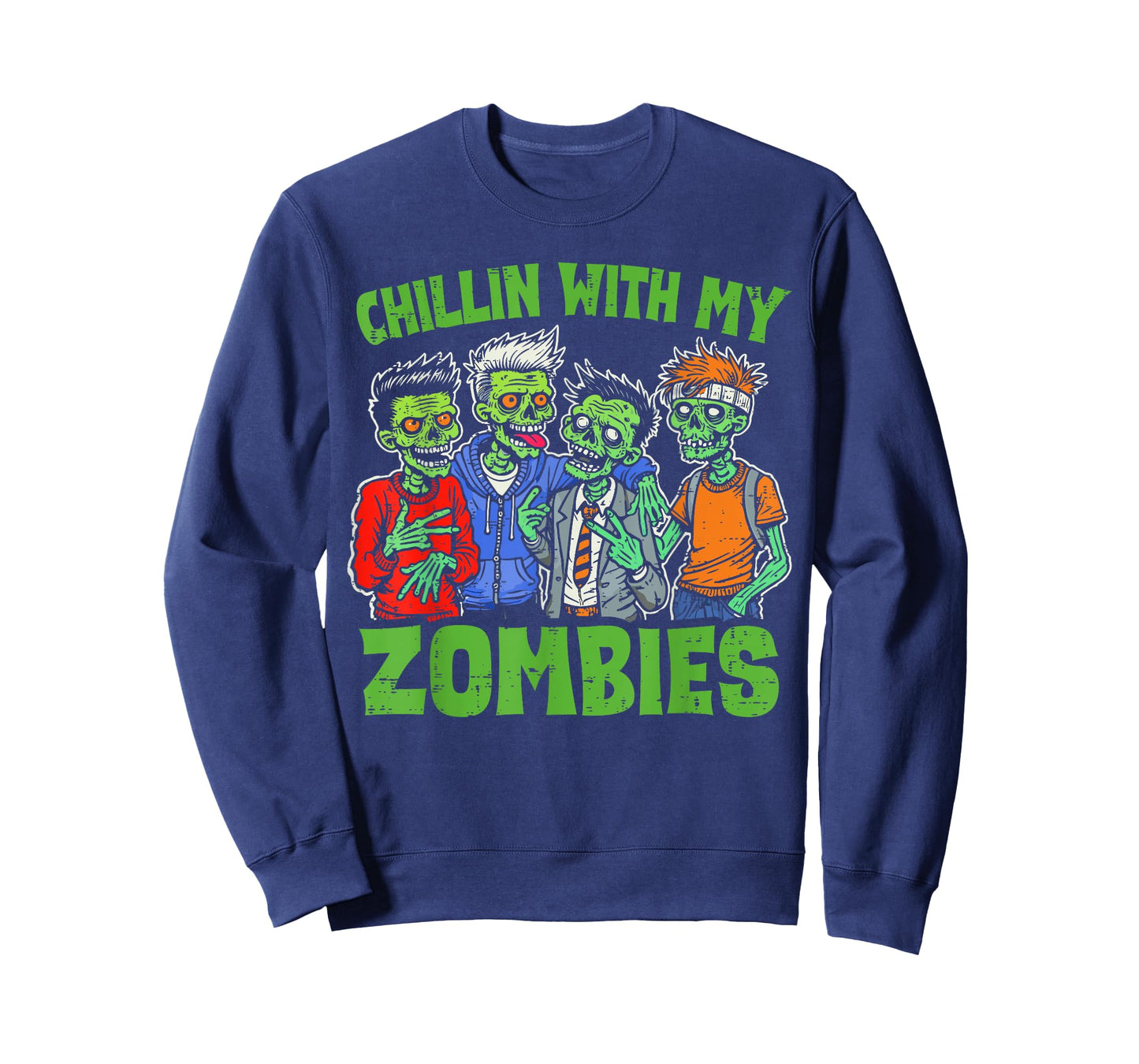 Chillin With My Zombies Halloween Funny Zombie Kids Boys T-Shirt