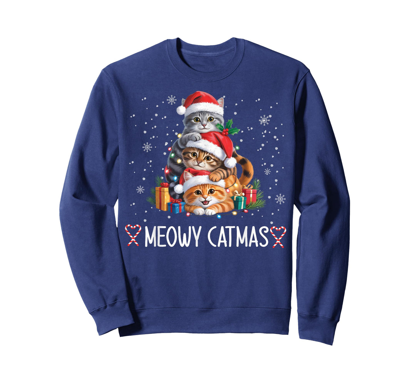 Meowy Catmas Cat Christmas Tree Xmas Funny Santa Women Girls T-Shirt