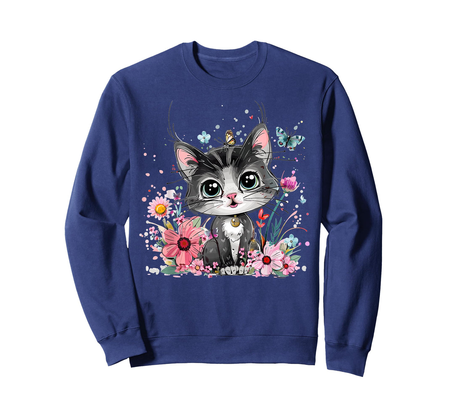 Cute Cat With Flowers I Kids Cat T-Shirt