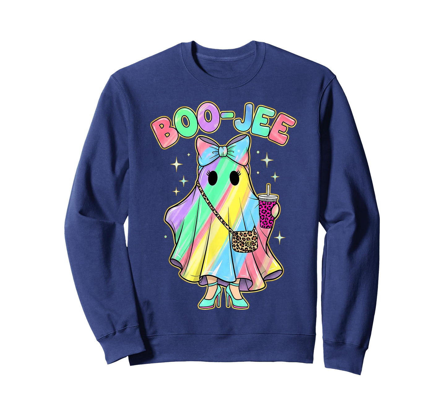Funny Halloween Shirt Cute Boo-JEE Rainbow Ghost Women Girls T-Shirt