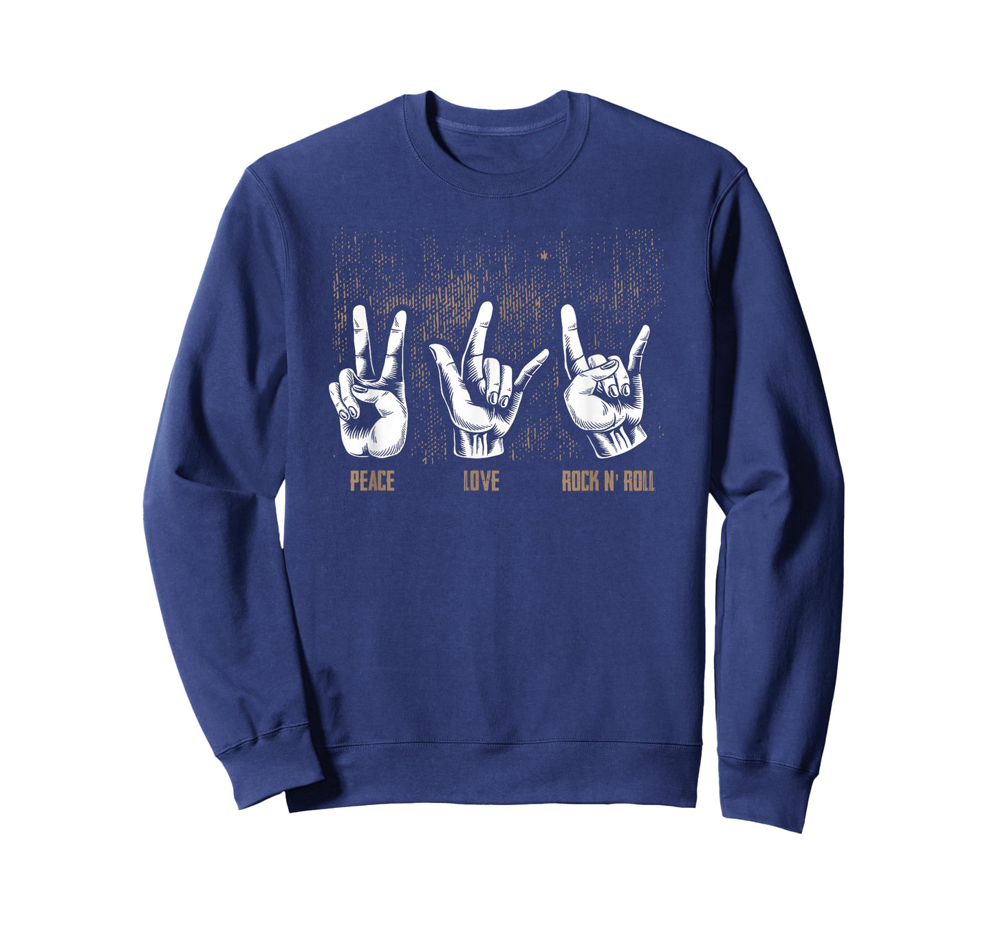 Peace Love Rock and Roll Guitar Hippie Hand Signs T-Shirt