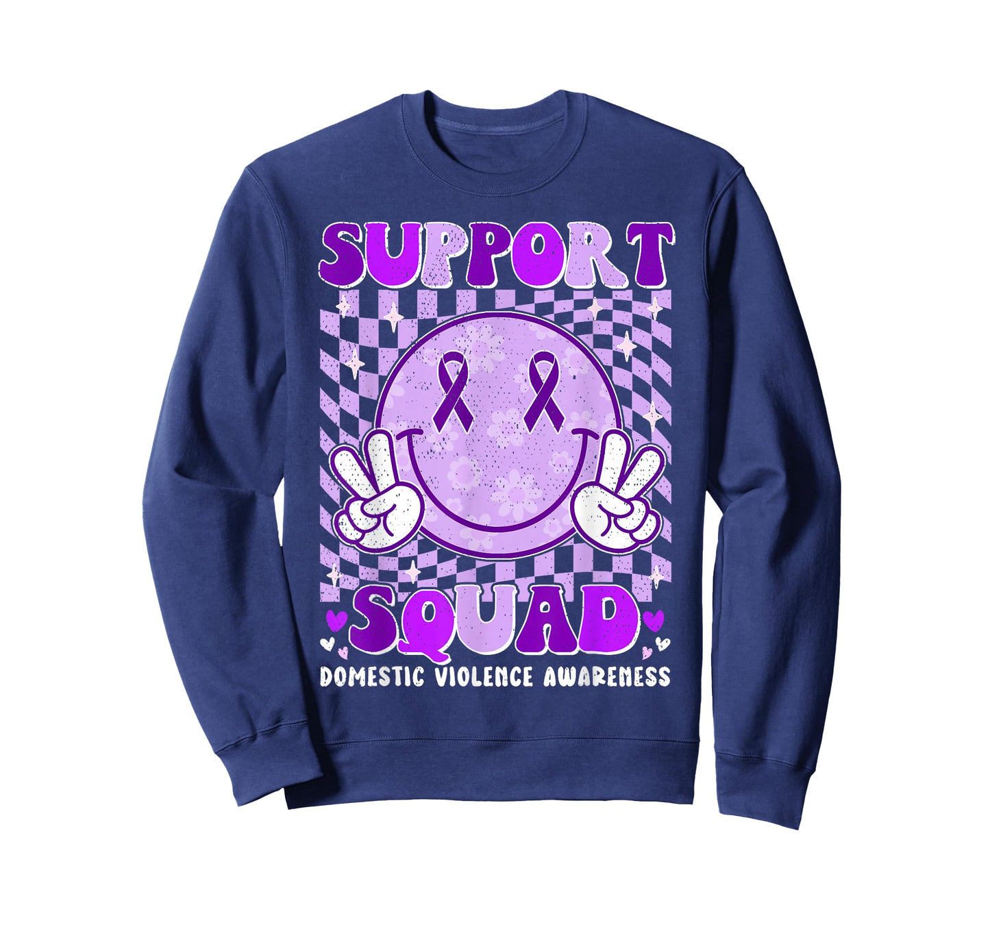 Groovy Domestic Violence Awareness Men Women Support Squad T-Shirt