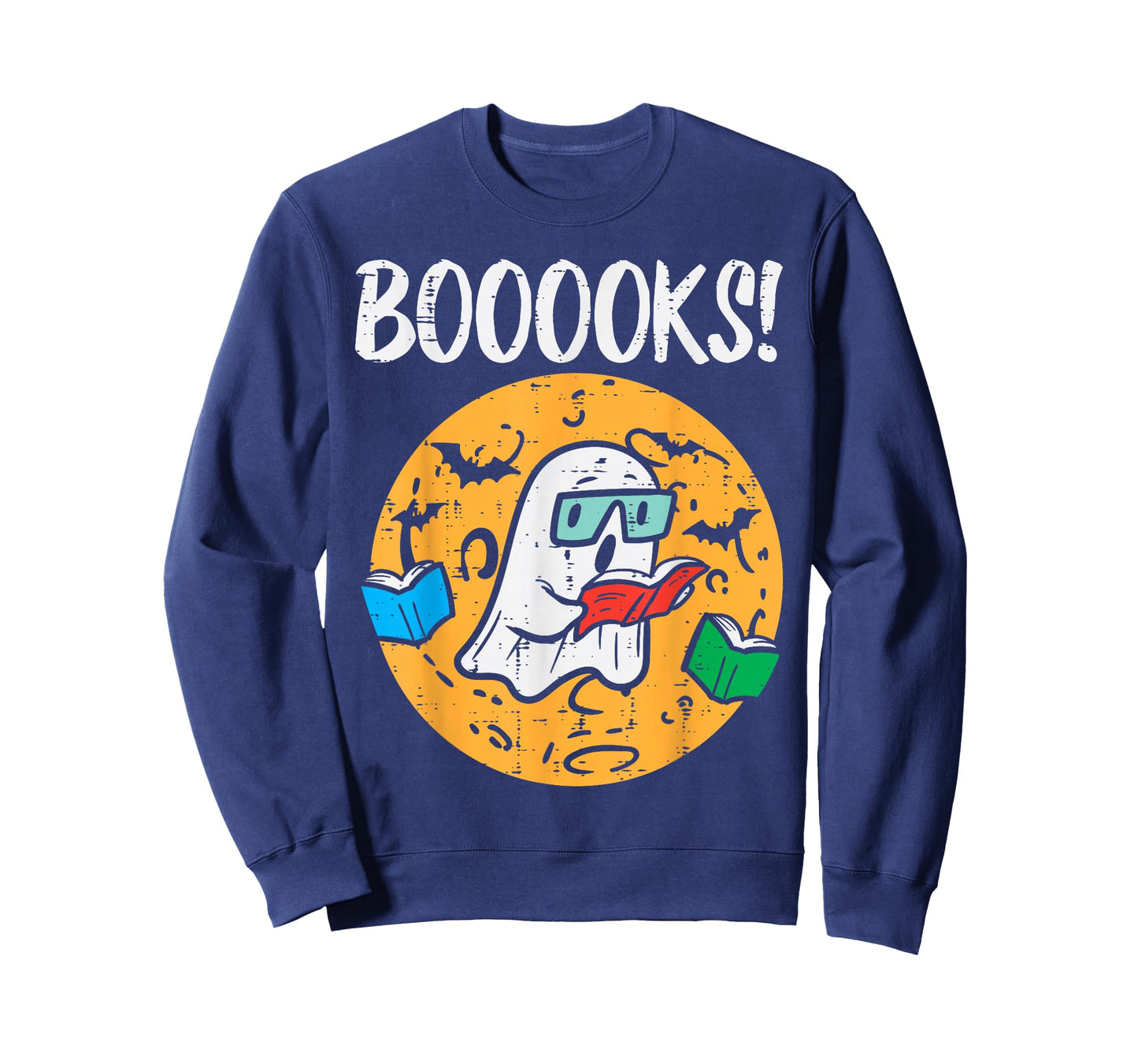 Boooks Ghost Read Book Halloween Teacher Librarian Men Women T-Shirt