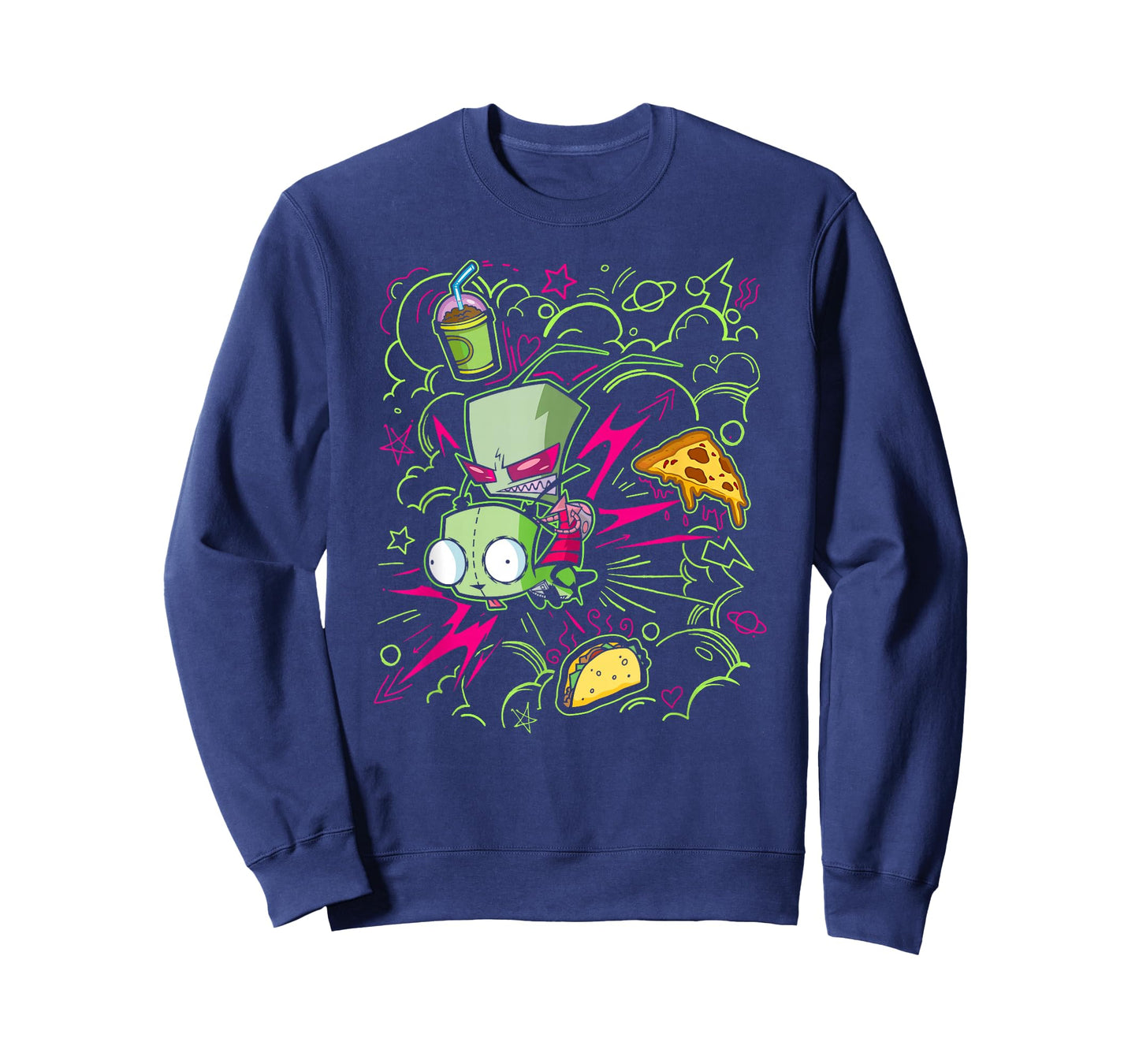 Invader Zim Riding Gir Retro Neon Doodle Mayhem T-Shirt