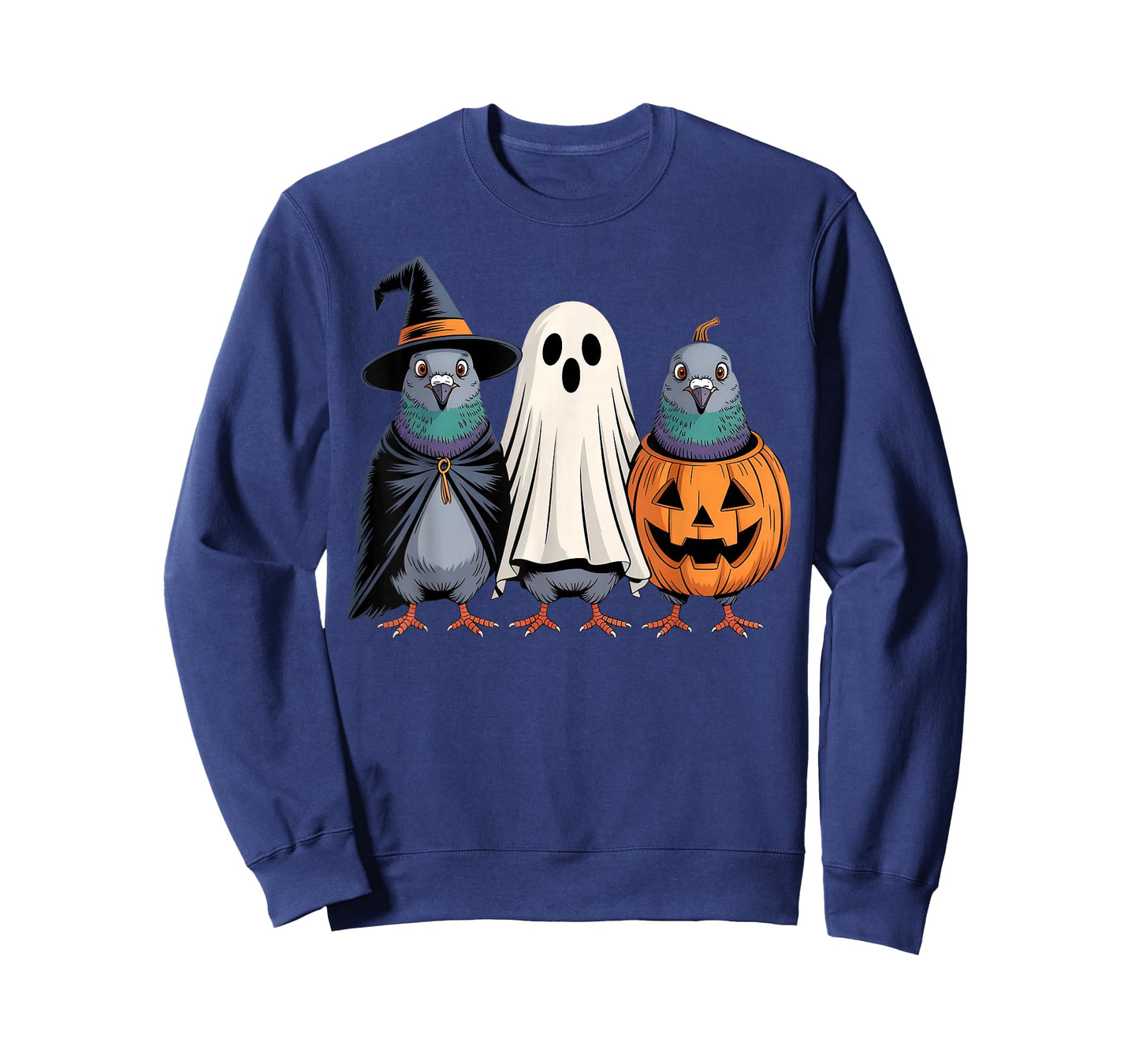 Halloween Pigeon Ghost Witch Hat Pumpkin Bird Spooky Season T-Shirt