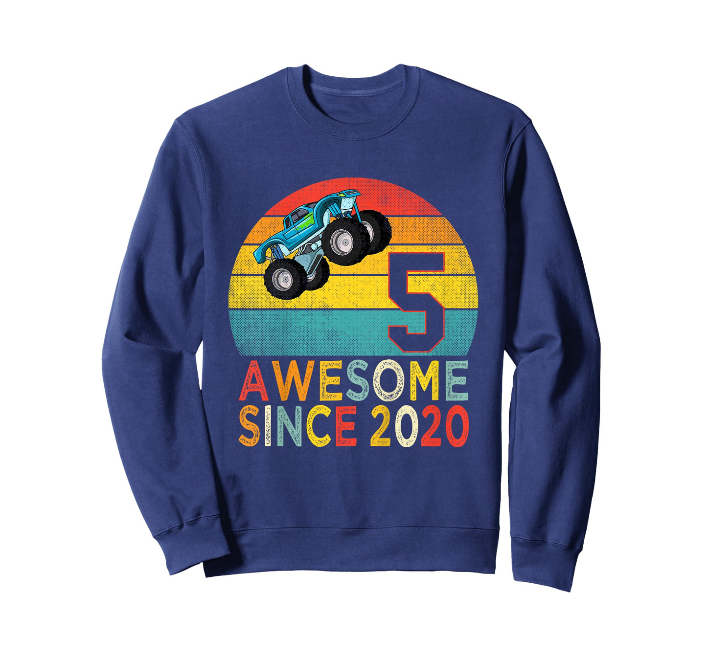 5th Birthday Monster Truck Lover 5 Years Old Vintage Retro T-Shirt