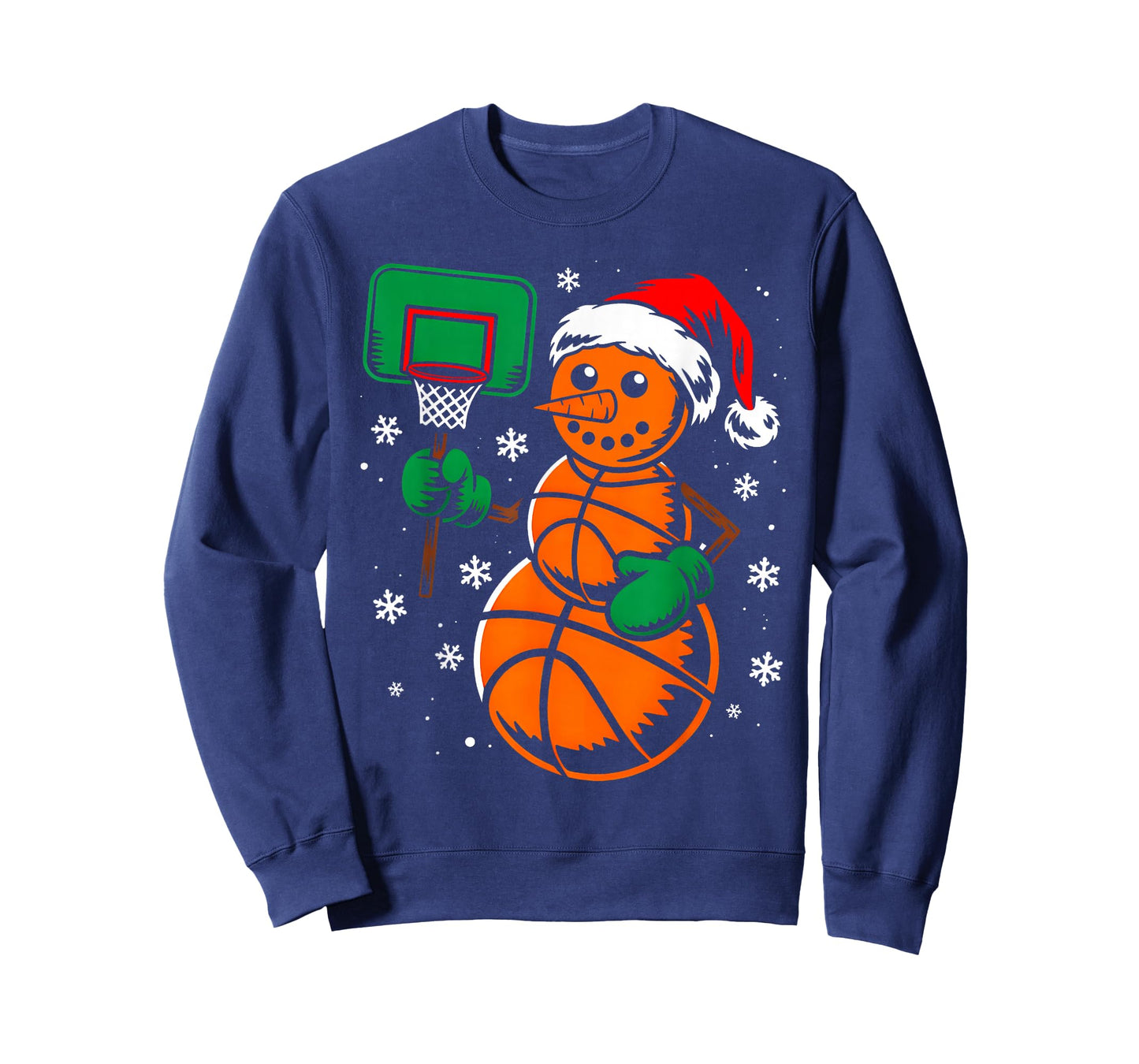 Basketball Santa Hat Snowman Xmas Funny Basketball Christmas T-Shirt