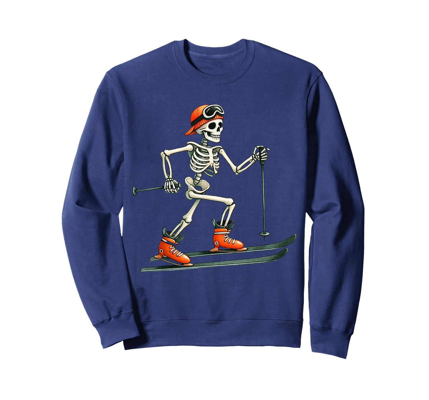 Skeleton Skiing Halloween Costume Funny Ski Boys Kids Men T-Shirt