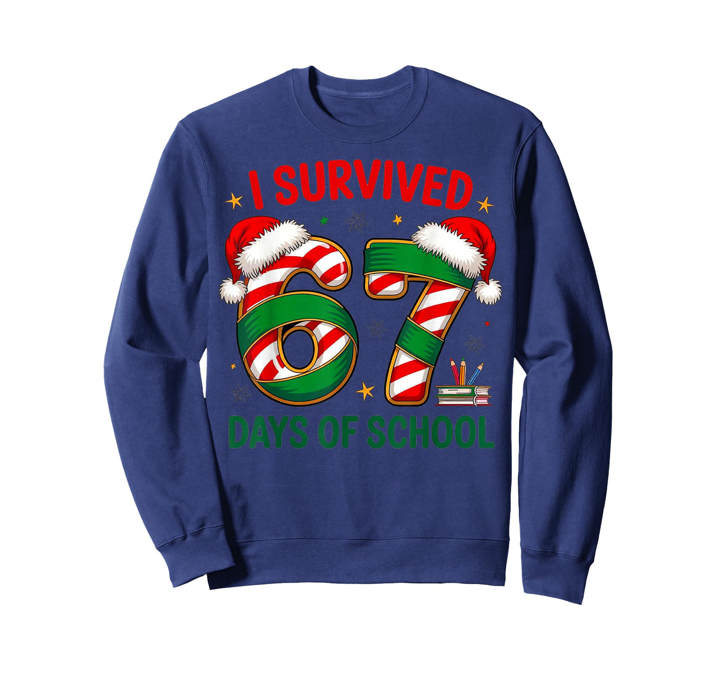 I Survived 67 Days of School Funny Teacher Xmas Design T-Shirt