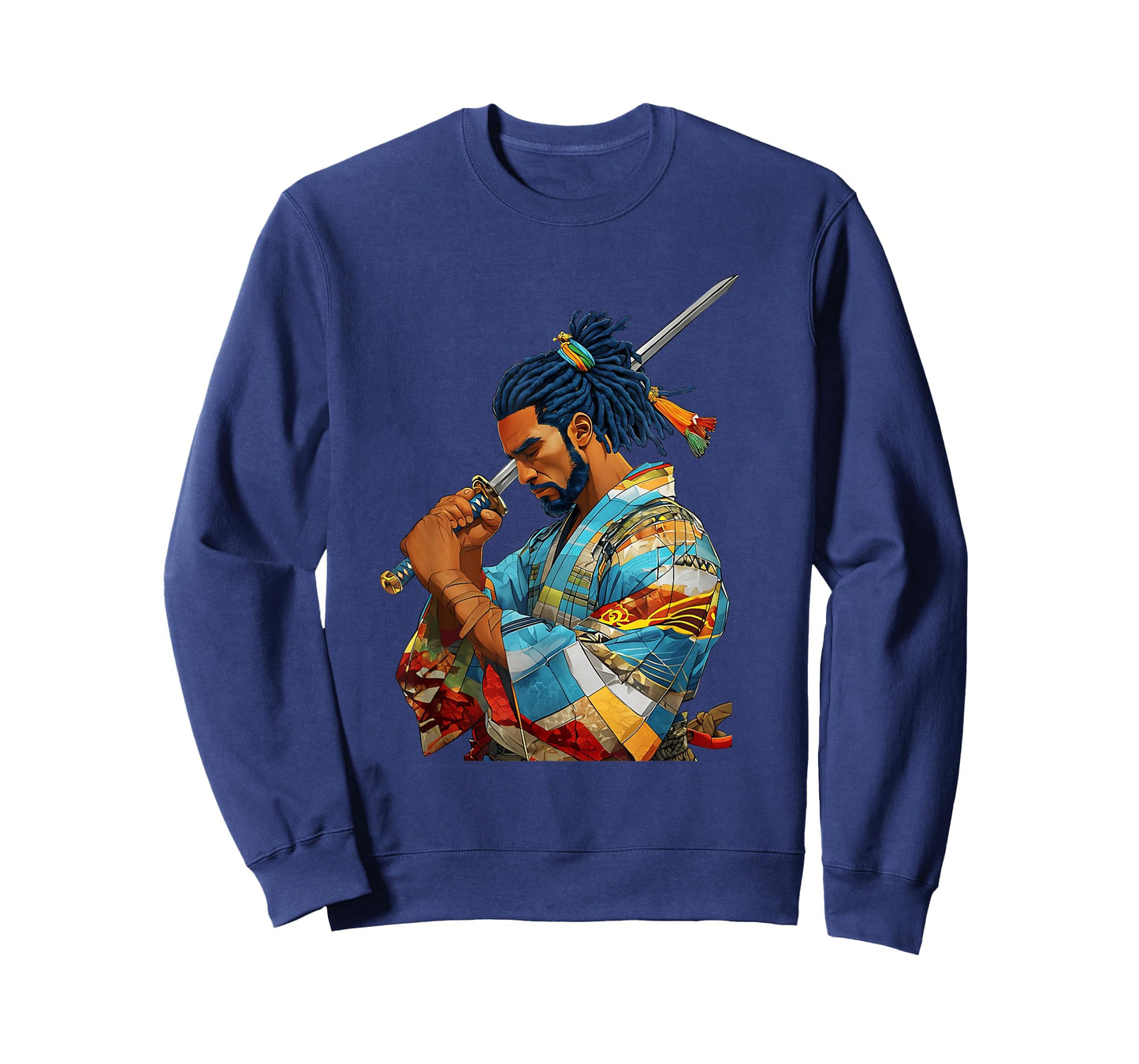 Afro American Samurai Anime Cartoon Japanese Bushido Warrior T-Shirt