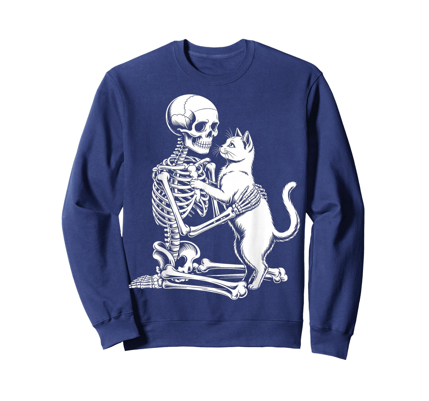 Skeleton Holding A Cat Shirt Lazy Halloween Costume Skull T-Shirt