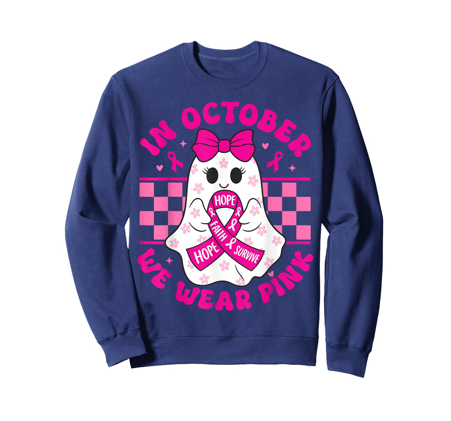Spooky Halloween Ghost Pink Breast Cancer Awareness 2025 T-Shirt