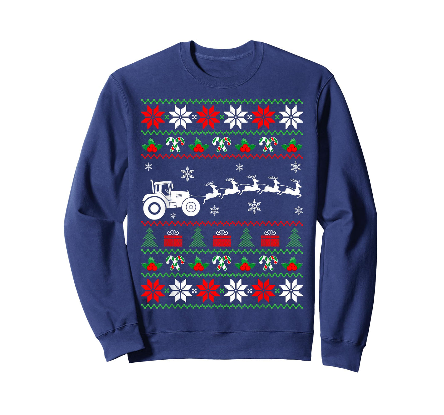 Farm Tractor Reindeer Ugly Christmas Sweater Xmas Farmer T-Shirt