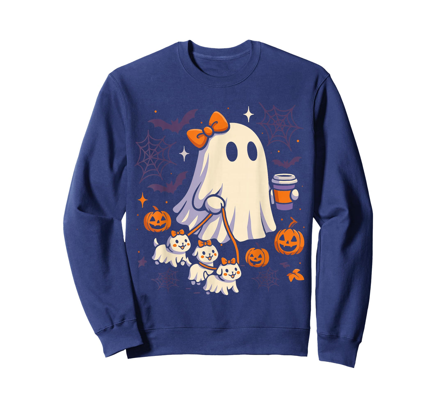 Ghost Walking Dog Shirt Coquette Halloween Dog Ghost Coffee T-Shirt