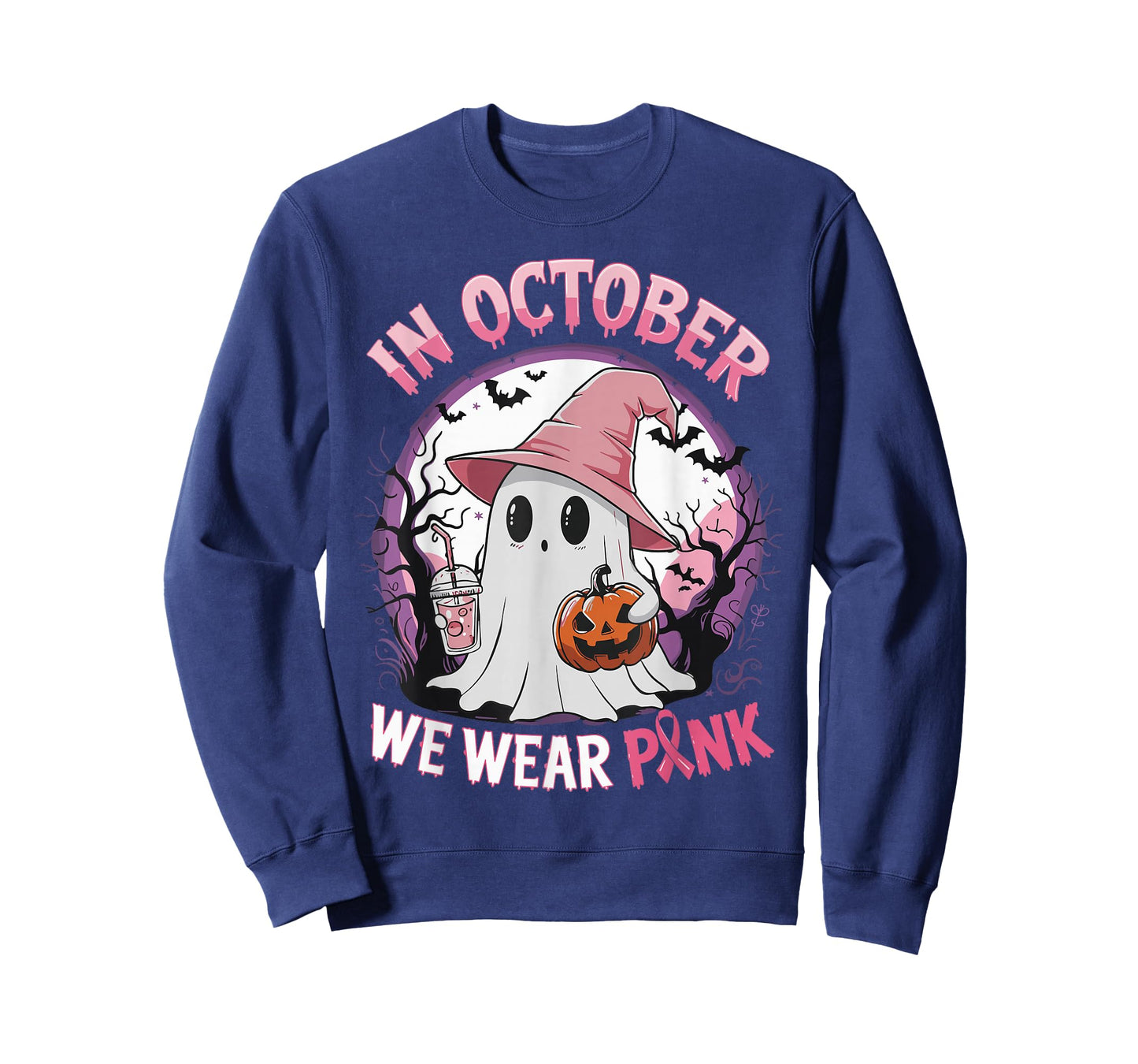 Breast Cancer Shirt for Women in October We Wear Pink Ghost T-Shirt