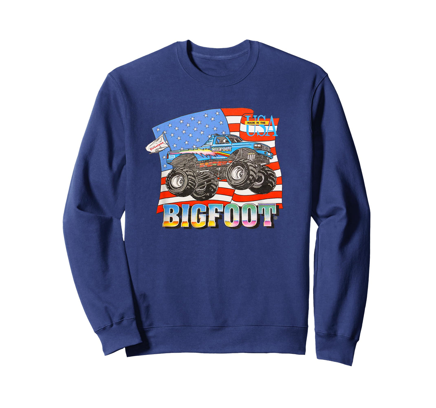 90's BIGFOOT Cruiser With American Flag Backdrop T-Shirt