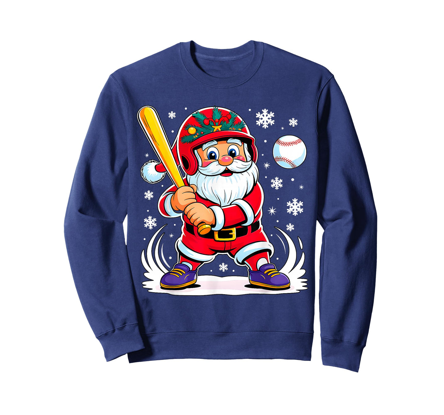 Funny Santa Baseball Christmas Pajamas Xmas Men Boy Kids T-Shirt