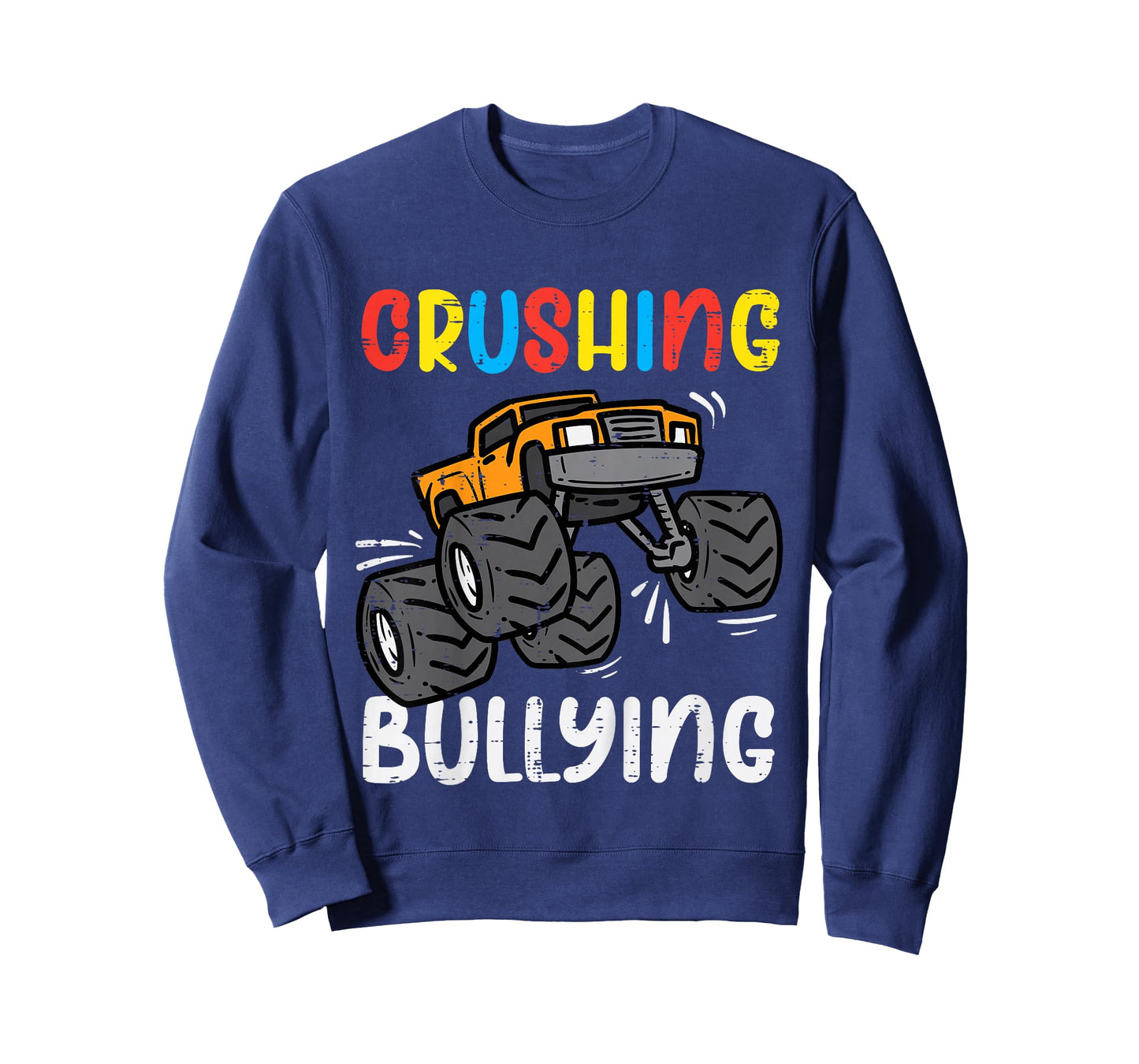 Kids Crushing Bullying Monster Truck Orange Unity Day Kids Boys T-Shirt