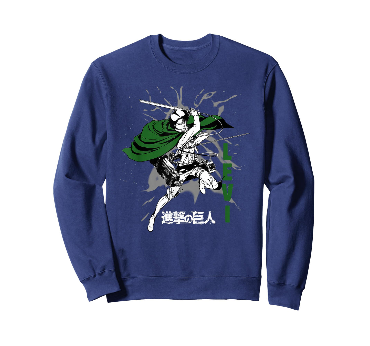 Attack on Titan Levi Swirls Attack Pose and Logo Anime T-Shirt