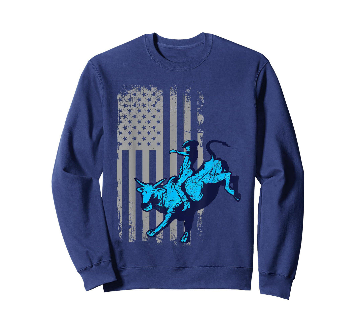 Vintage American Flag Bucking Bull Riding Patriotism Rodeo Women Kids Men T-Shirt