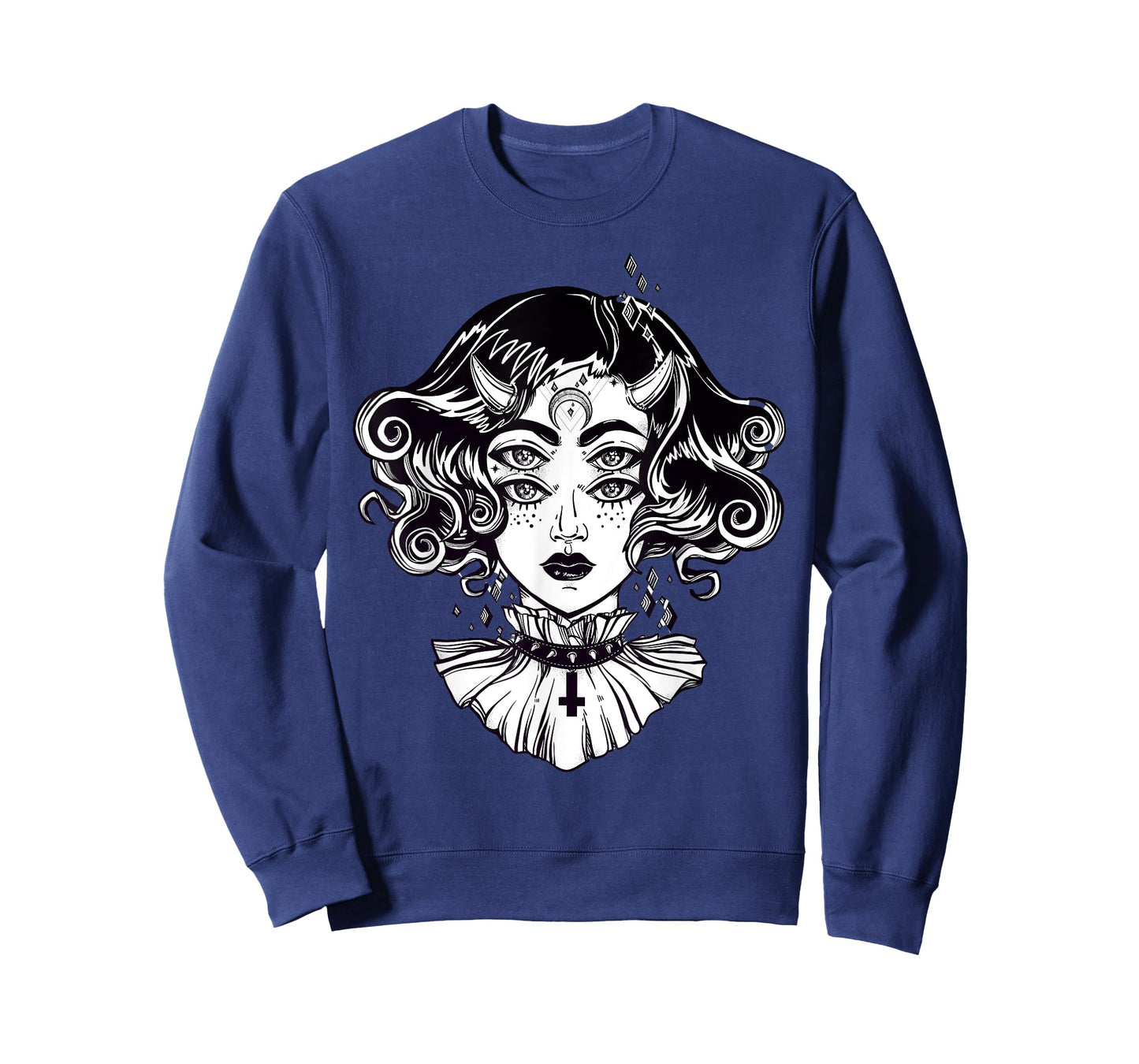 Horned Devil Girl Tshirt - Satanic Halloween Glitch Goth Tee T-Shirt