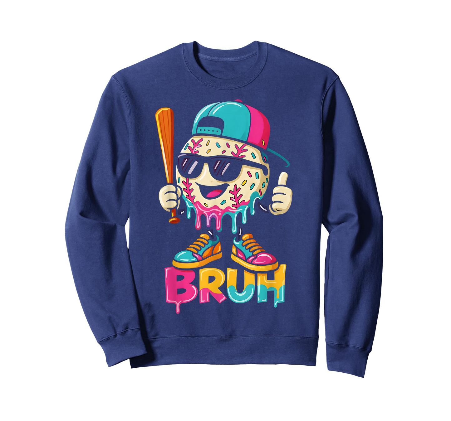 Baseball Drip Boys Bruh Ice Cream Bruh Meme for Son Grandson T-Shirt