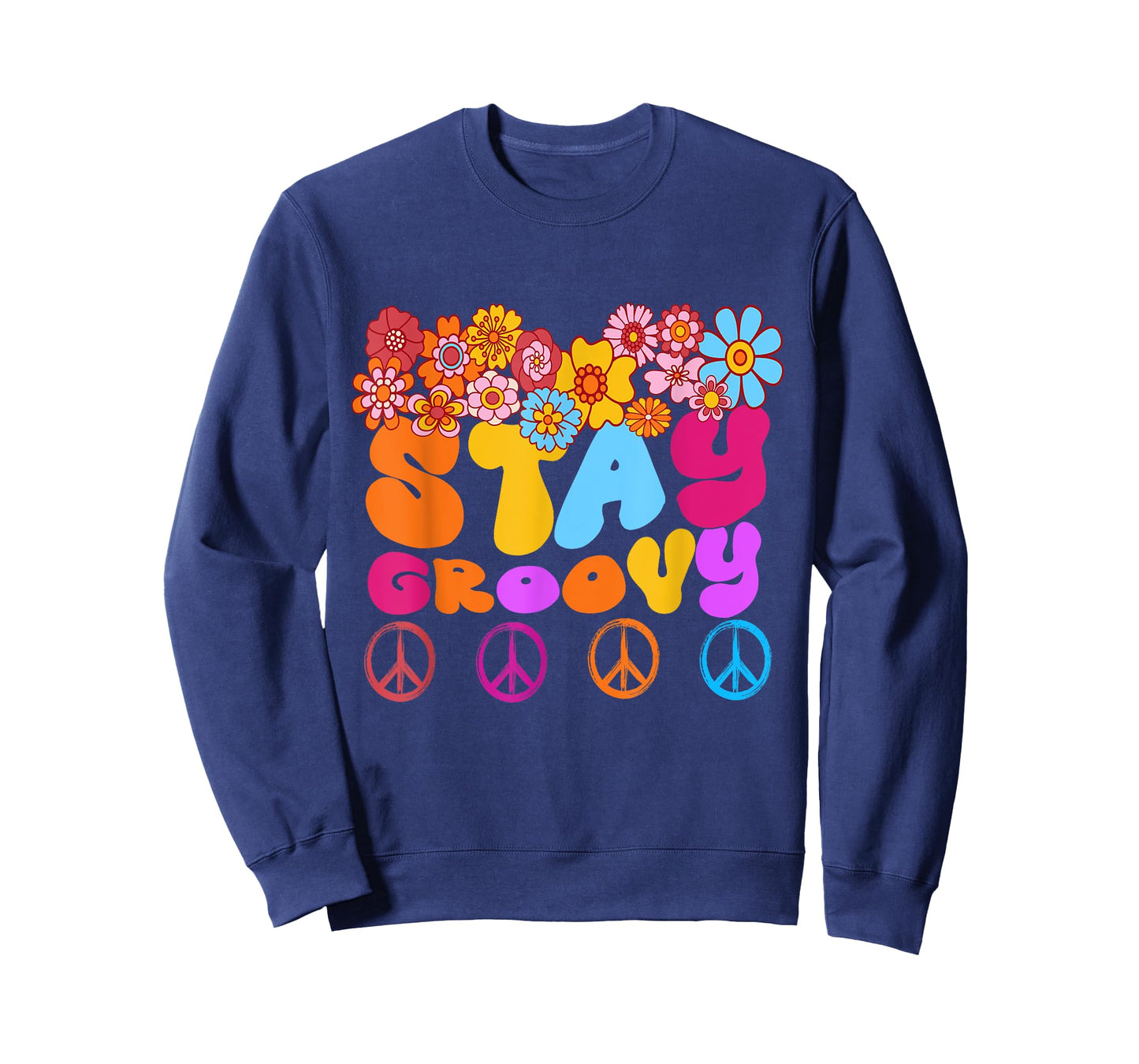 Retro 60s 70s Peace Stay Groovy Sunflowers Positive Mind T-Shirt