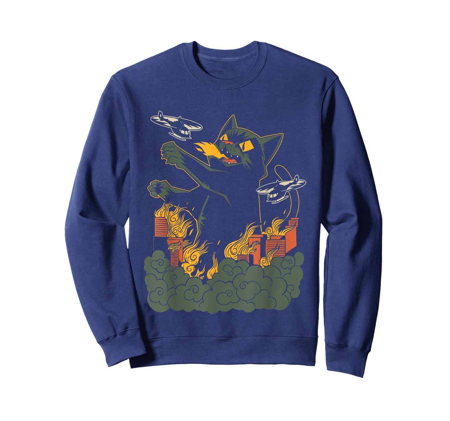 Kaiju Cat Anime Comic Art Japanese Zilla Big Cat Graphic T-Shirt for Men Women Kids