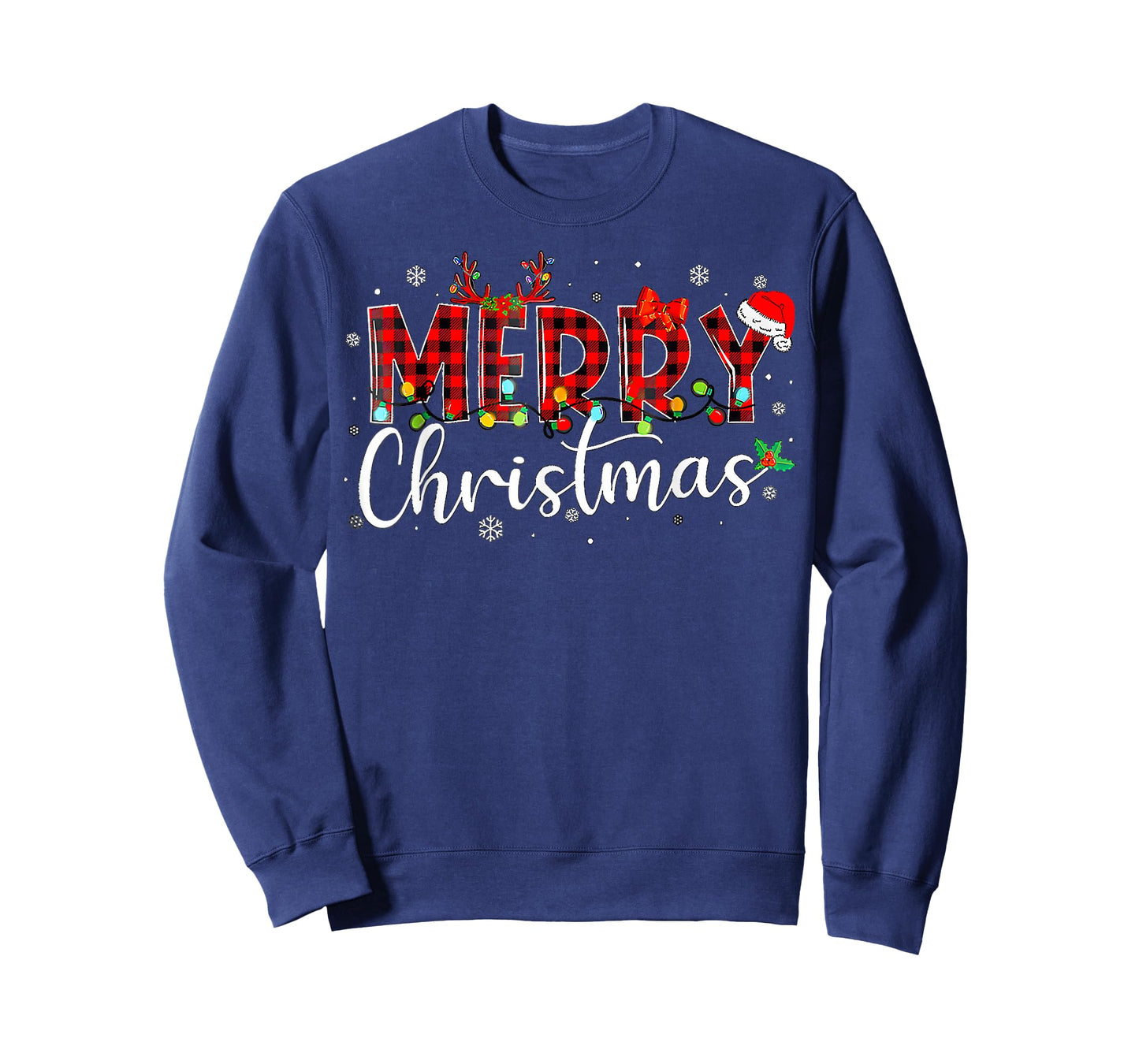Merry Christmas Buffalo Plaid Red Santa Hat Xmas Pajamas T-Shirt
