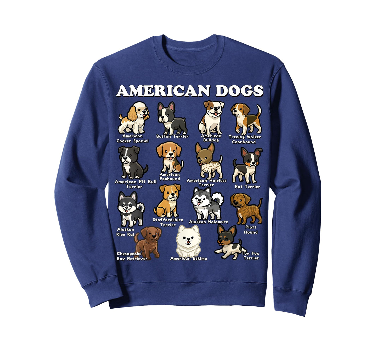 American Dog Breeds Cartoon Kawaii USA Dogs Lover T-Shirt