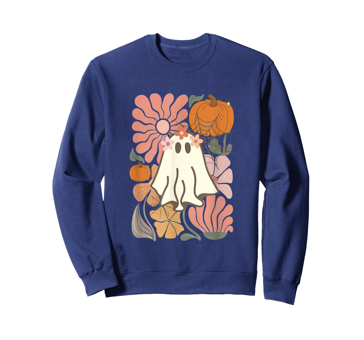 Boho Floral Fall Boho Ghost Cute Halloween for women girl T-Shirt